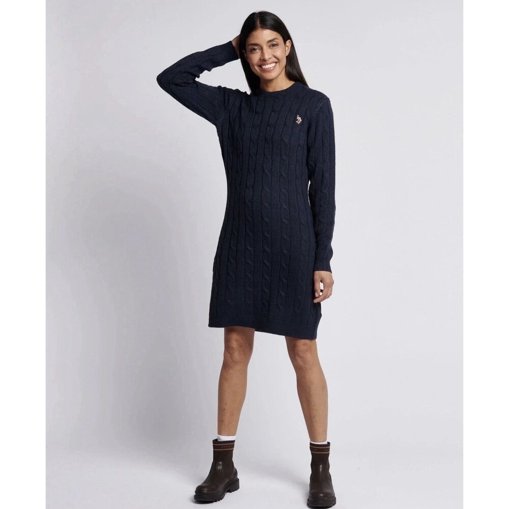 Polo Ralph Lauren Navy Blue Cable Knit Long Sleeve Sweater Dress XL